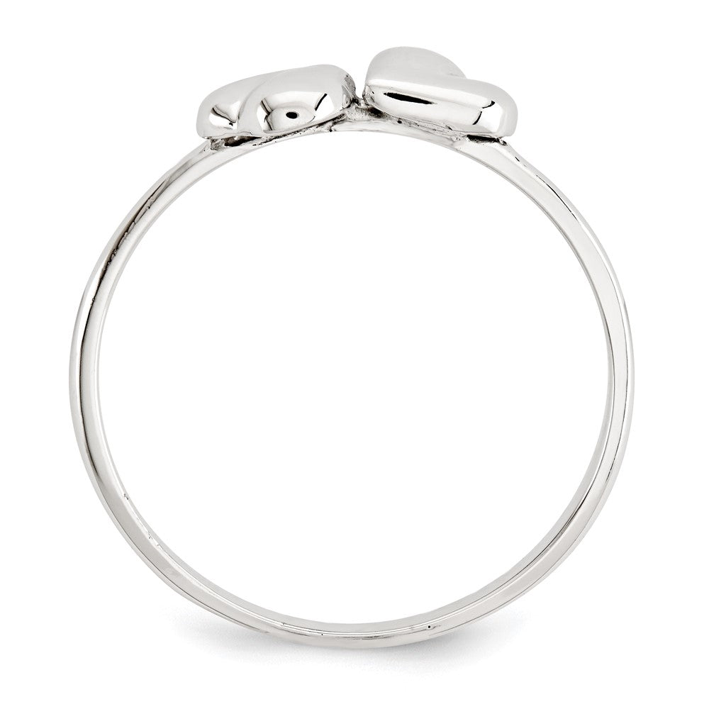 14k White Gold Polished Hearts Ring