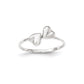 14k White Gold Polished Hearts Ring