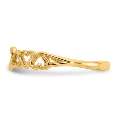 14K Yellow Gold Hearts Ring