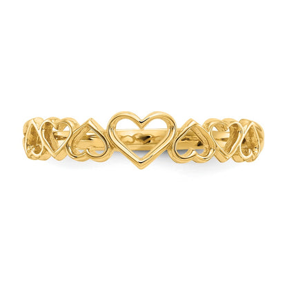 14K Yellow Gold Hearts Ring