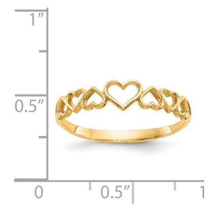 14K Yellow Gold Hearts Ring