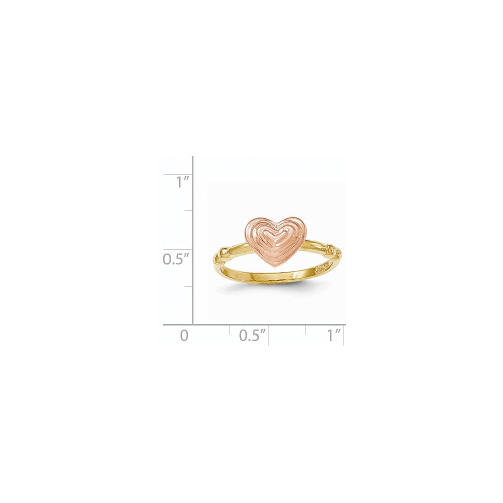 14k Two-Tone Gold with Rose Polished Heart Ring