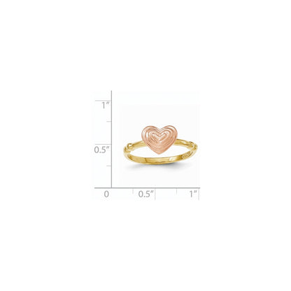 14k Two-Tone Gold with Rose Polished Heart Ring