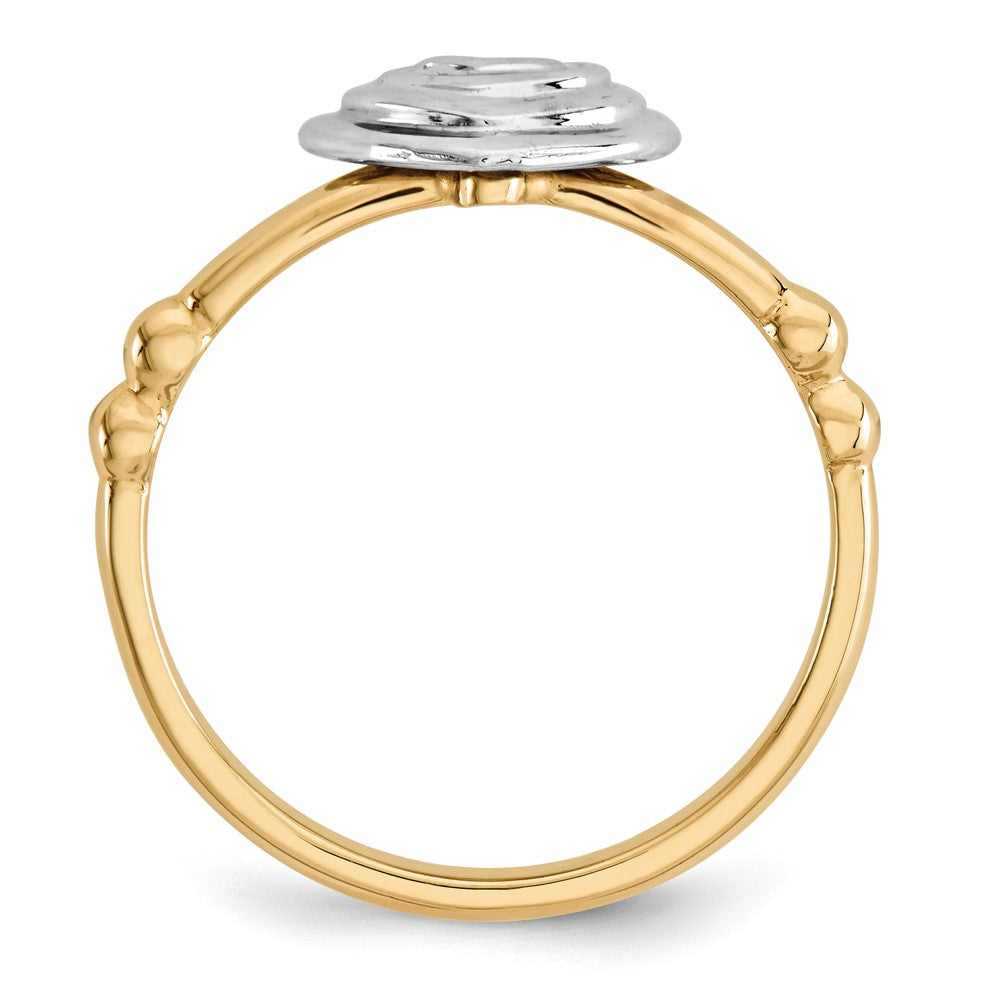 14k Two-Tone Gold with White Polished Heart Ring