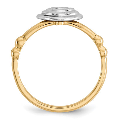14k Two-Tone Gold with White Polished Heart Ring