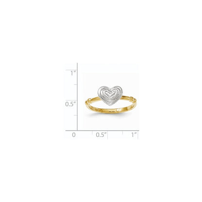 14k Two-Tone Gold with White Polished Heart Ring