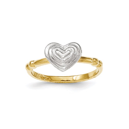 14k Two-Tone Gold with White Polished Heart Ring