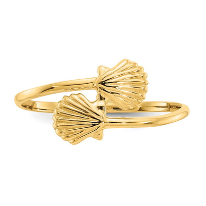 14K Yellow Gold Polished Shells Ring