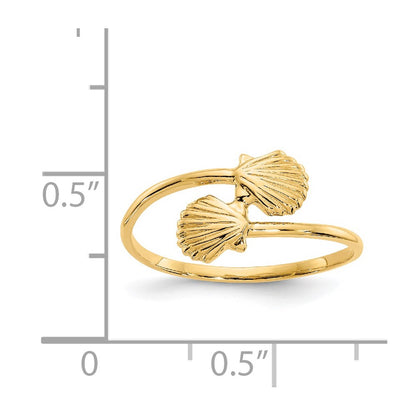 14K Yellow Gold Polished Shells Ring