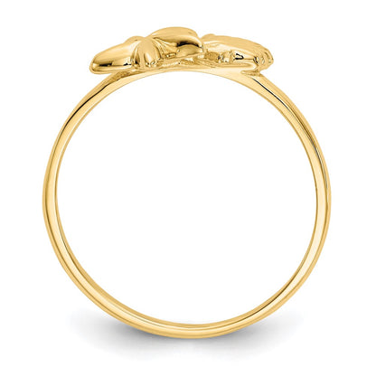 14K Yellow Gold Polished Shell & Starfish Ring