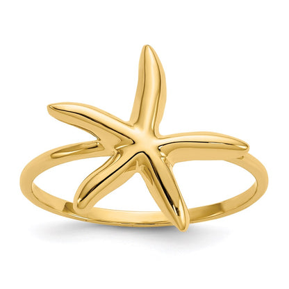 14K Yellow Gold Polished Starfish Ring