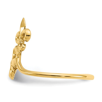 14K Yellow Gold Polished Fleur De Lis Ring