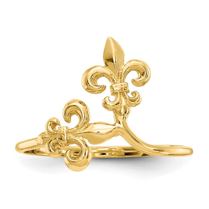 14K Yellow Gold Polished Fleur De Lis Ring