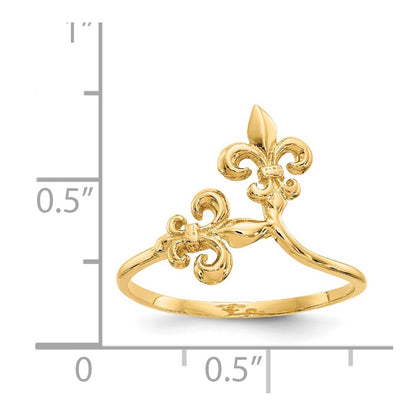 14K Yellow Gold Polished Fleur De Lis Ring