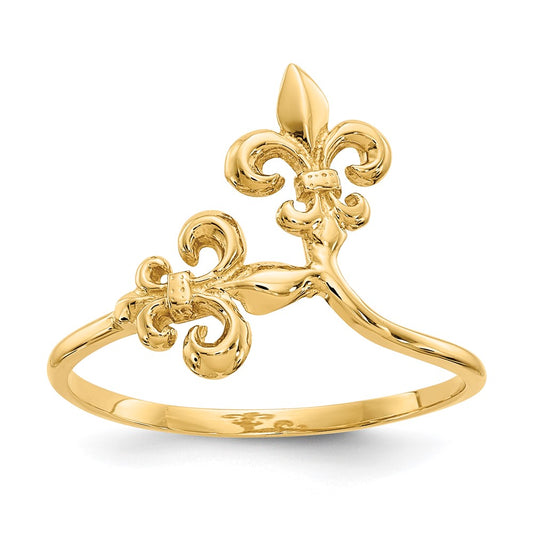 14K Yellow Gold Polished Fleur De Lis Ring