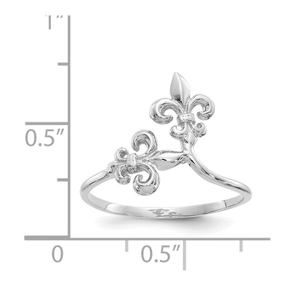 14k White Gold Polished Fleur De Lis Ring