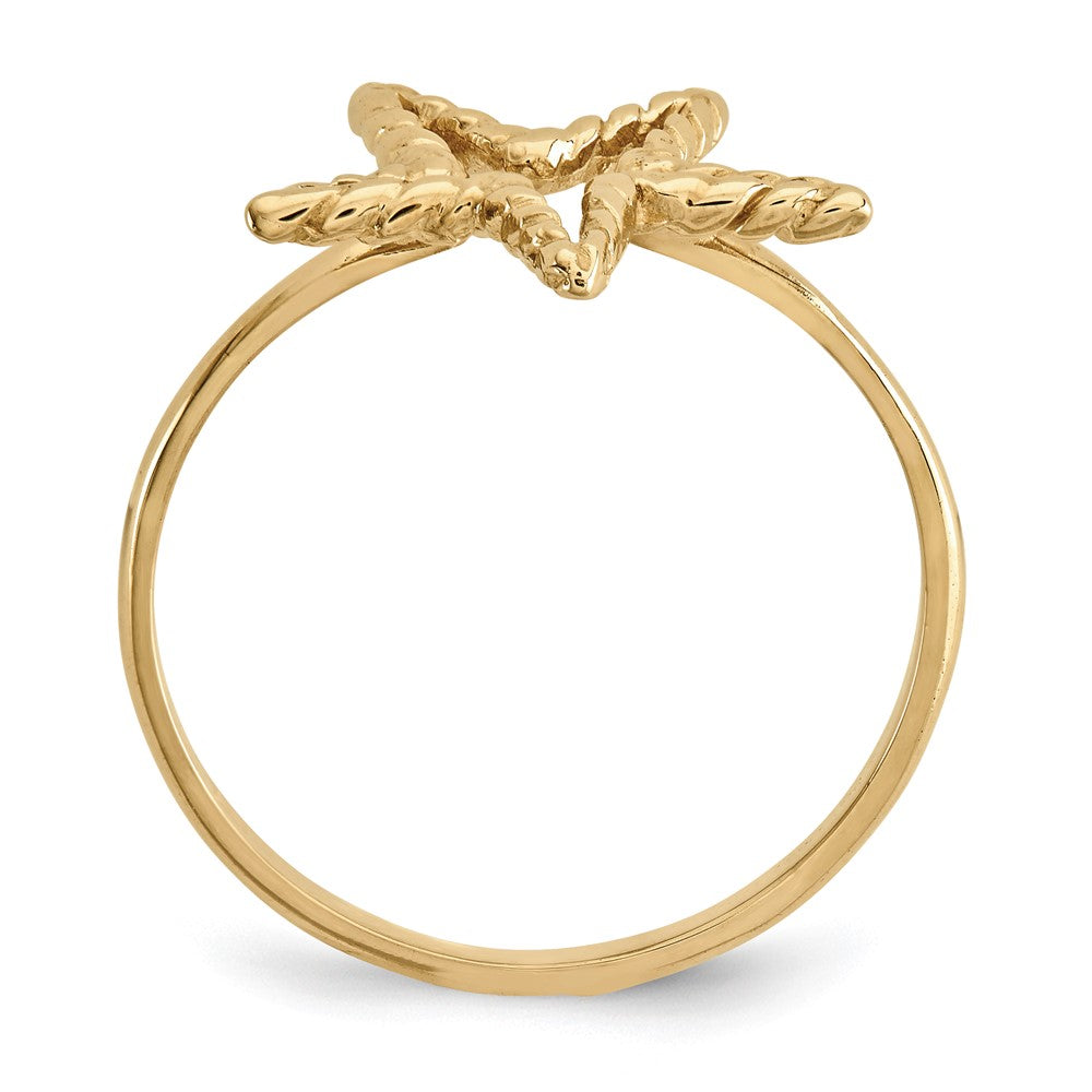 14K Yellow Gold Polished & Textured Star Ring