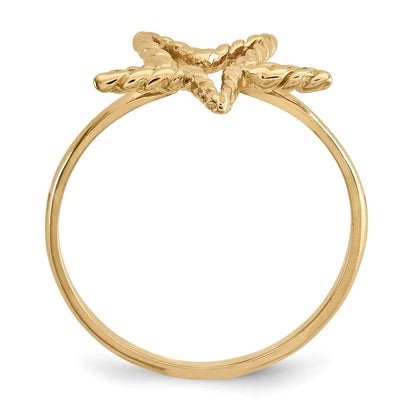 14K Yellow Gold Polished & Textured Star Ring