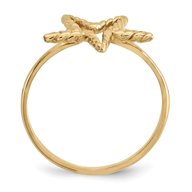 14K Yellow Gold Polished & Textured Star Ring