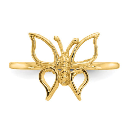 14K Yellow Gold Polished Butterfly Ring