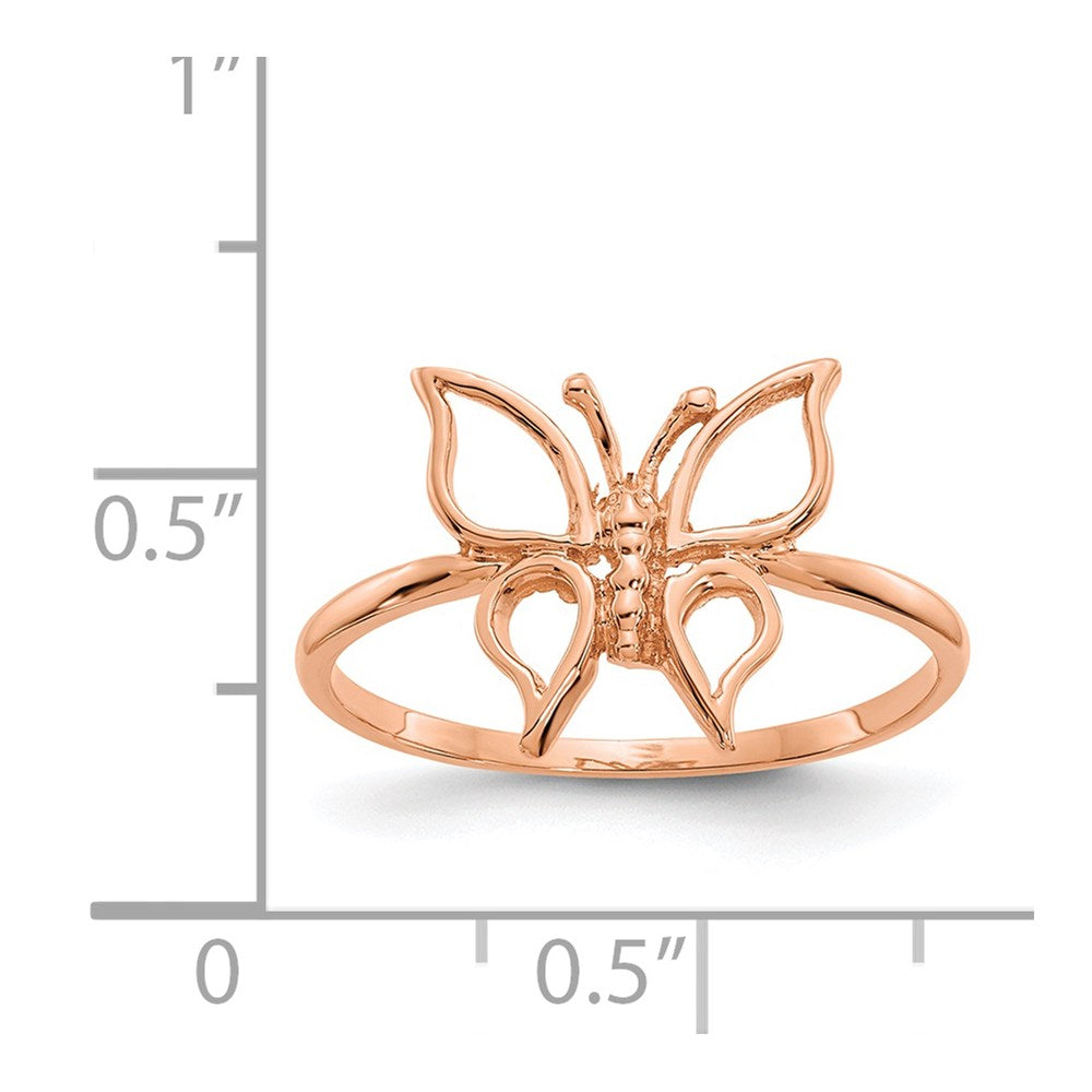 14k Rose Gold Polished Butterfly Ring