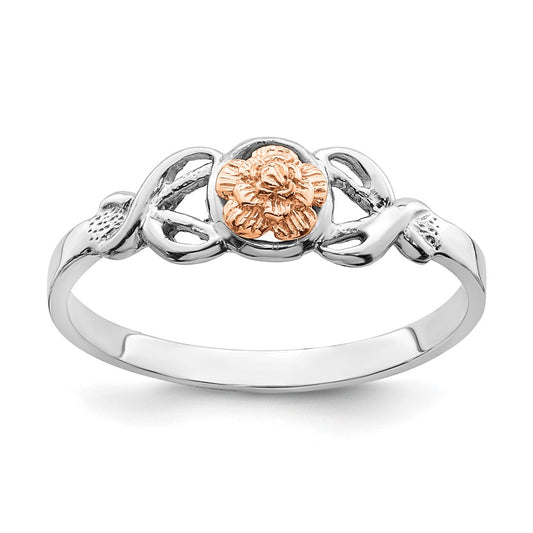 14K White and Rose Gold Polished Flower Ring