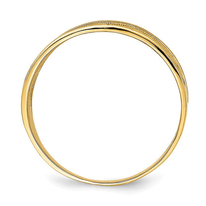 14k Yellow Gold with Rhodium Polished Triple Wave Cut-out Ring