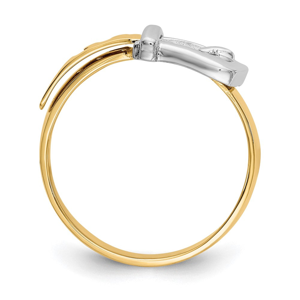 14k Two-Tone Gold Polished Buckle Ring