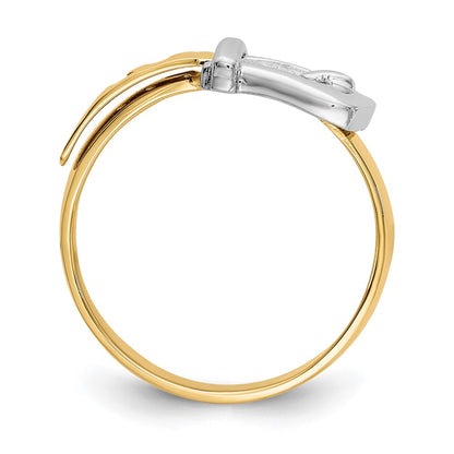 14k Two-Tone Gold Polished Buckle Ring