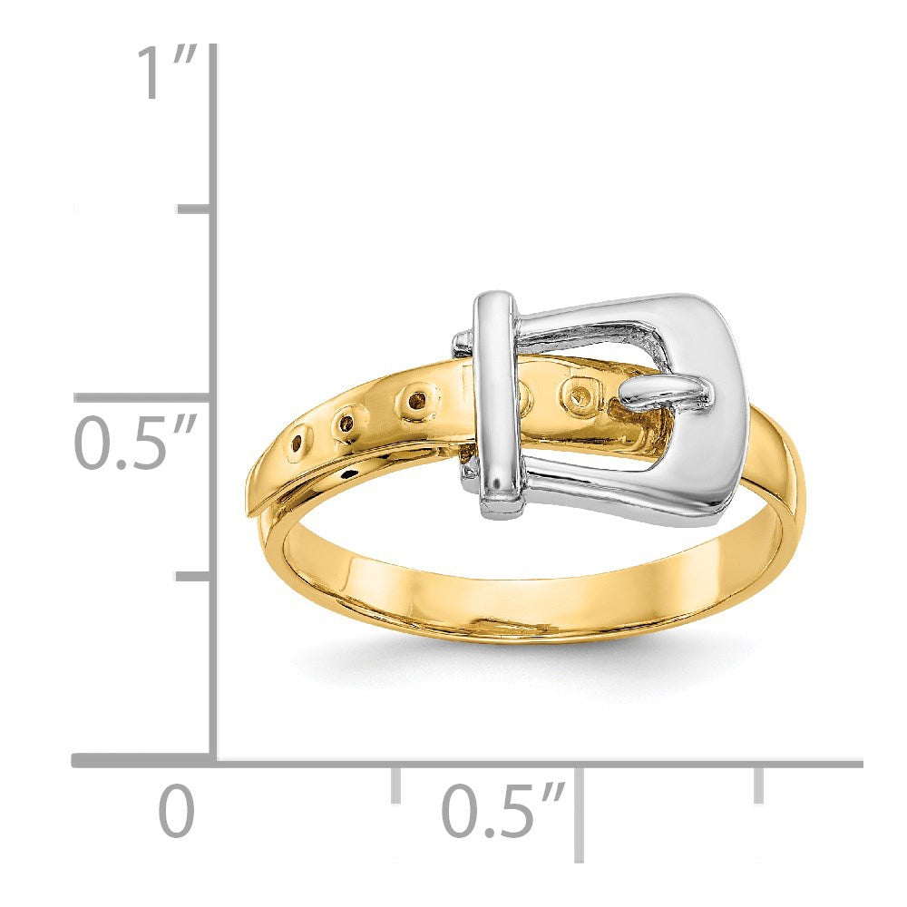 14k Two-Tone Gold Polished Buckle Ring