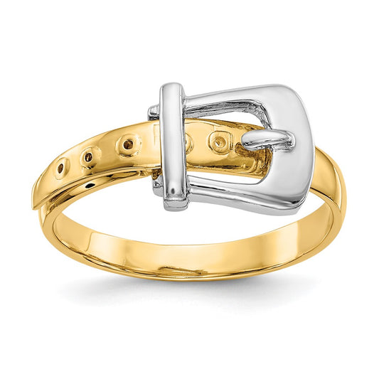 14k Two-Tone Gold Polished Buckle Ring