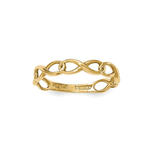 14k yellow gold infinity symbol link ring k5788
