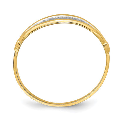 14k Yellow Gold w/ White Rhodium Polished X Pattern Ring