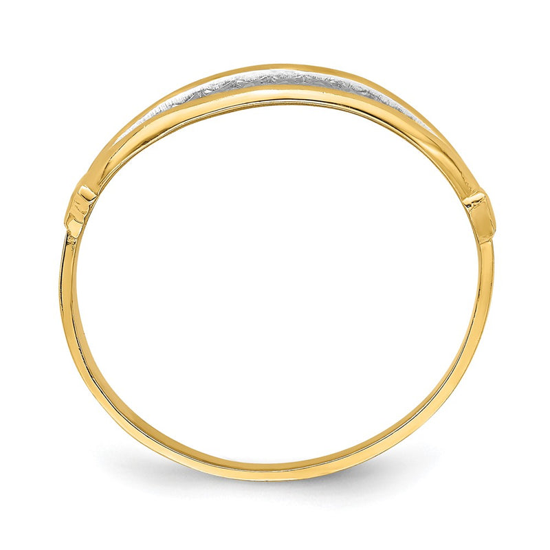 14k Yellow Gold w/ White Rhodium Polished X Pattern Ring