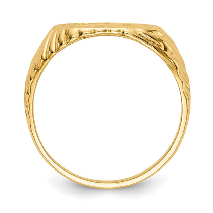14k Yellow Gold Gold Polished Baby Rectangle Signet w/Stripes Ring