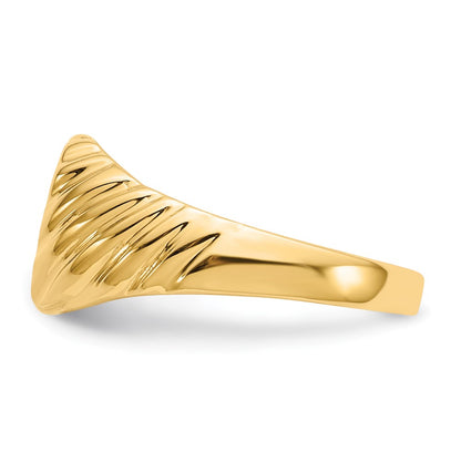 14k Yellow Gold Gold Polished Baby Rectangle Signet w/Stripes Ring