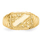 14k Yellow Gold Gold Polished Baby Rectangle Signet w/Stripes Ring