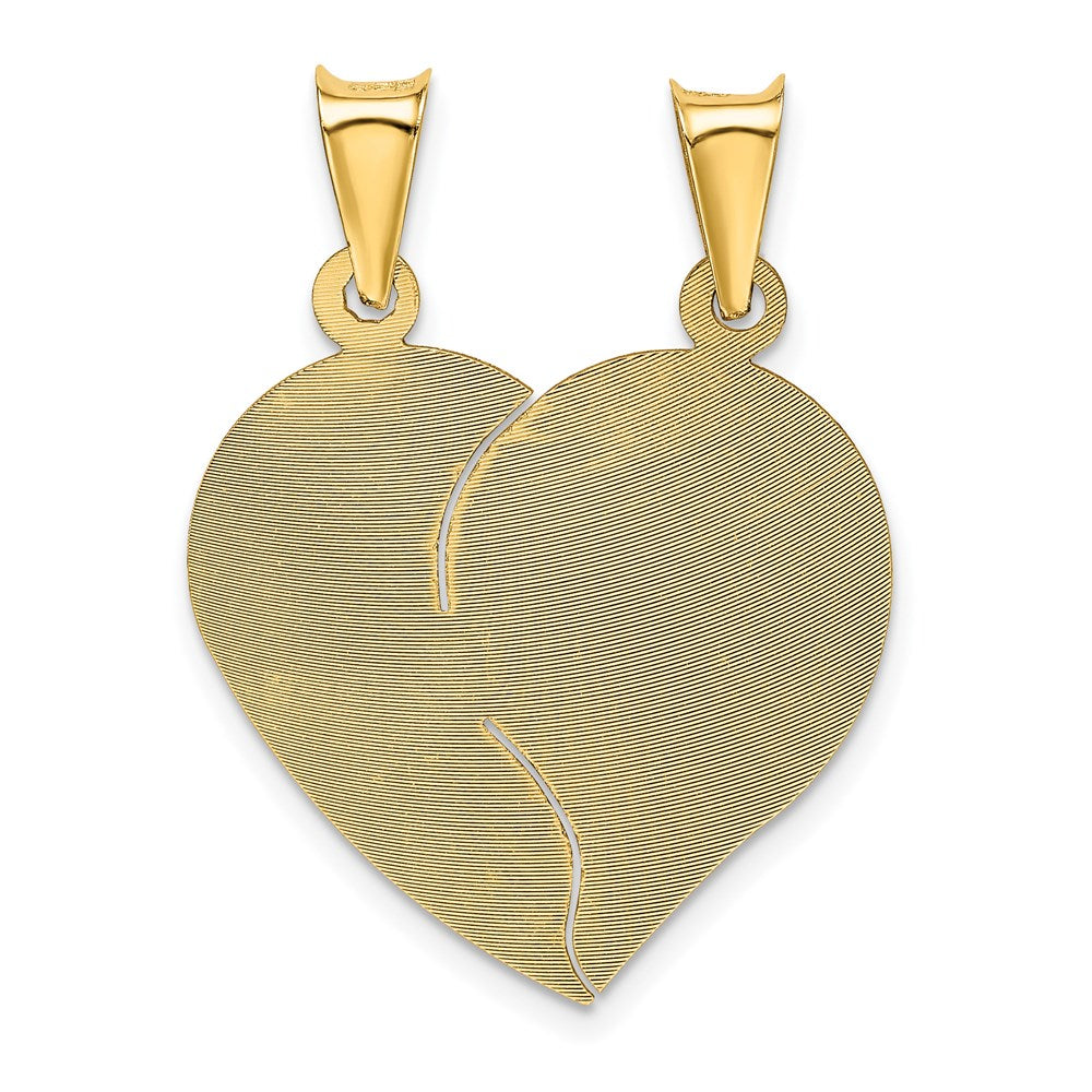 14k Yellow Gold Polished 2 Piece Break Apart Heart and Circle Pendant