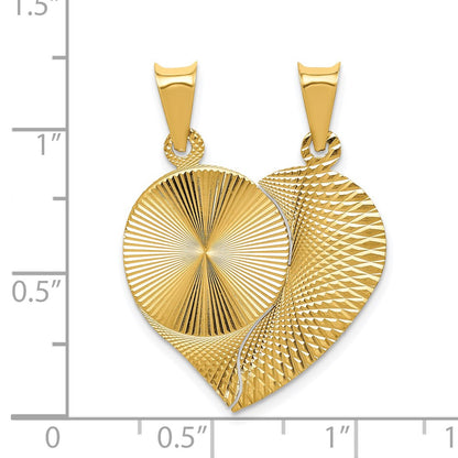 14k Yellow Gold Polished 2 Piece Break Apart Heart and Circle Pendant