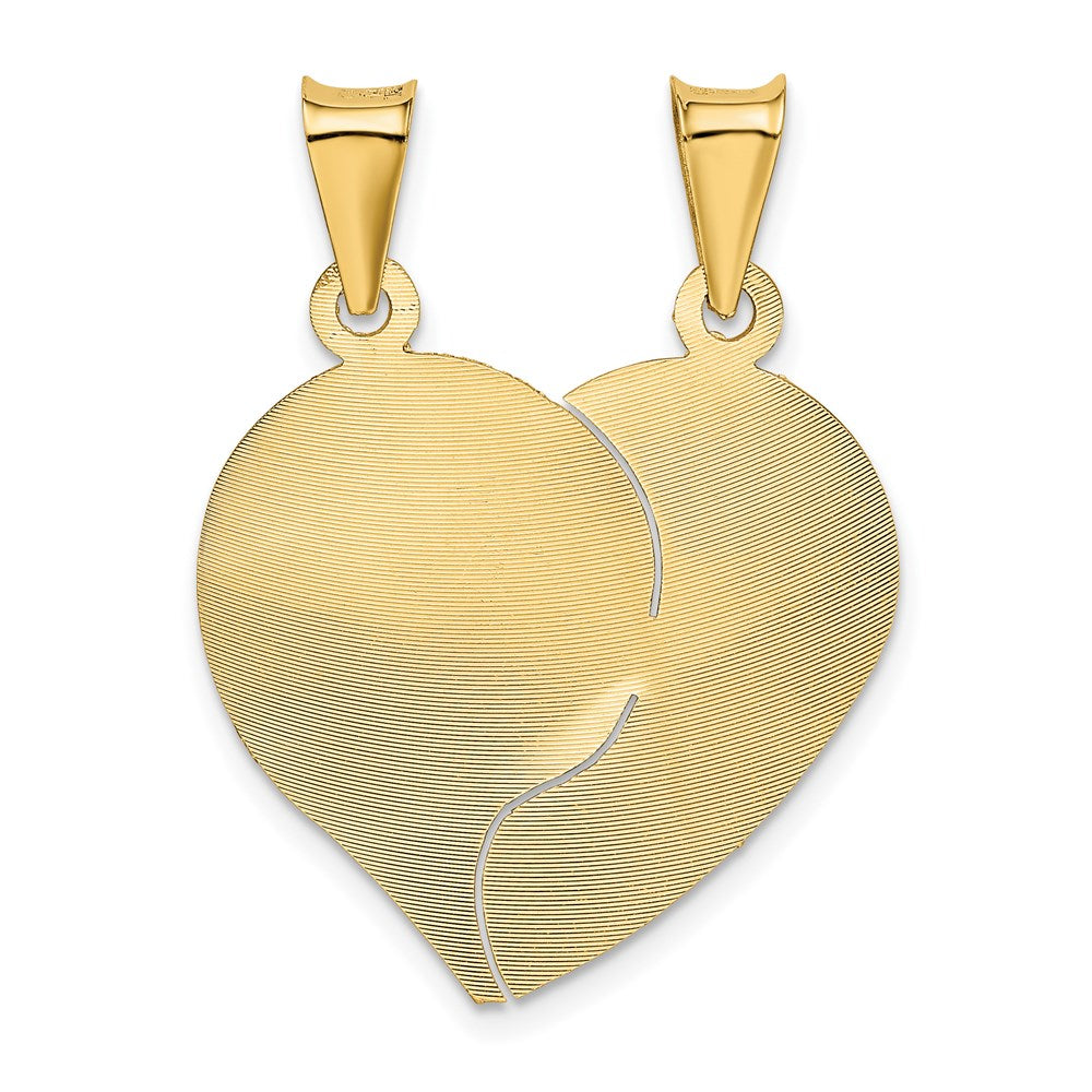 14k Yellow & Rhodium Gold w/Rose/White Rhod Break Apart D/C Heart and Circle Pendant