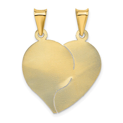 14k Yellow & Rhodium Gold w/Rose/White Rhod Break Apart D/C Heart and Circle Pendant
