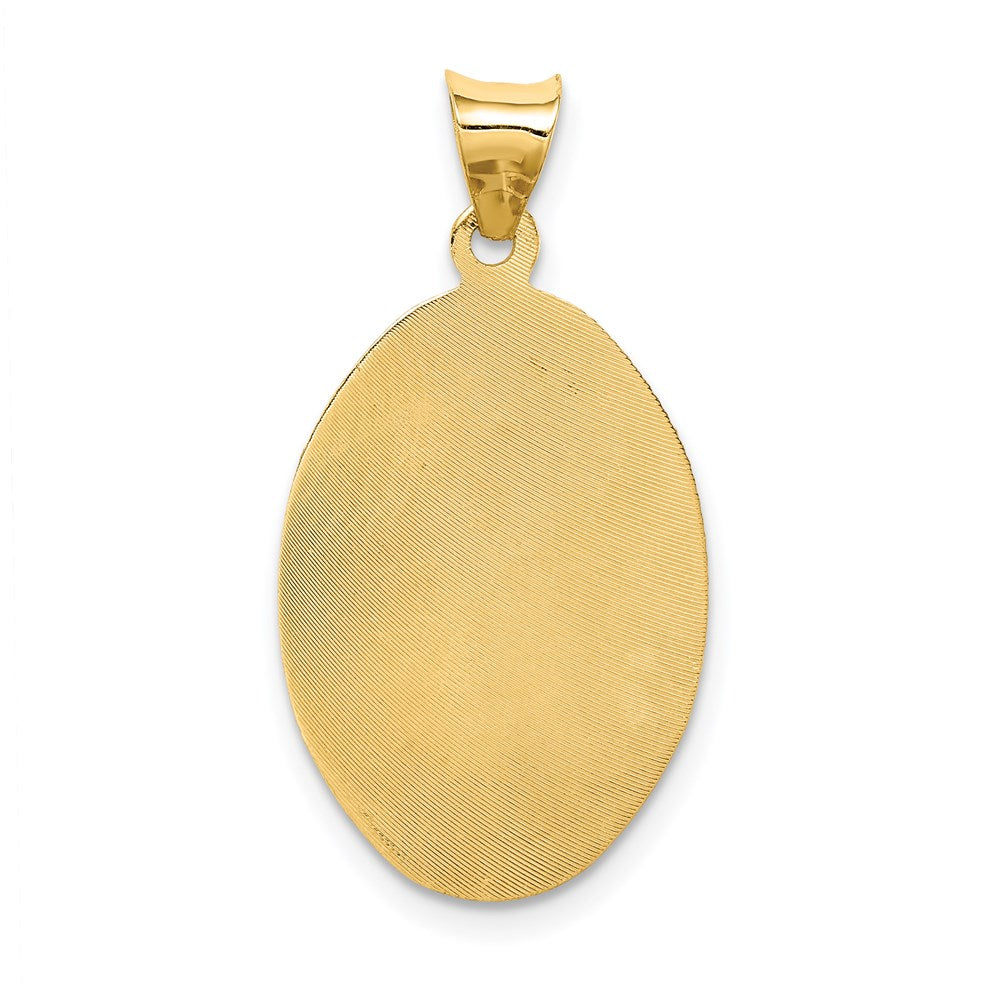 14k Yellow & Rhodium Gold w/Rhodium D/C Lady Of Guadalupe Oval Pendant