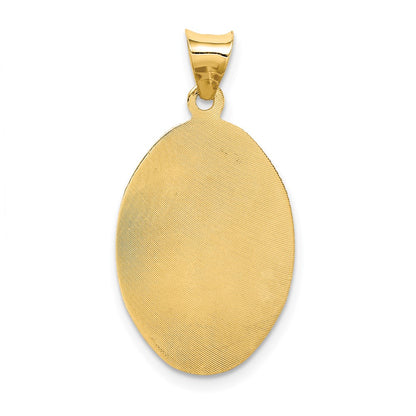 14k Yellow & Rhodium Gold w/Rhodium D/C Lady Of Guadalupe Oval Pendant