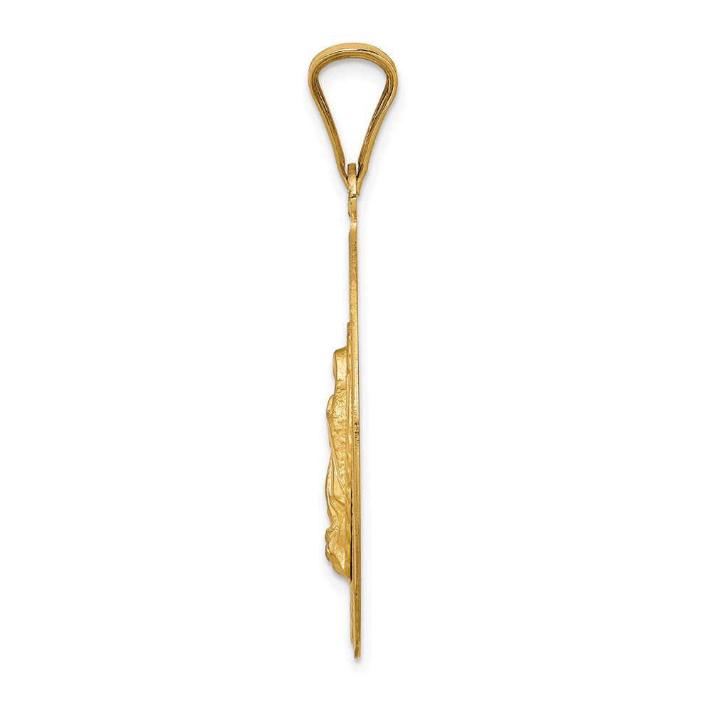 14k Yellow & Rhodium Gold w/Rhodium D/C Lady Of Guadalupe Oval Pendant