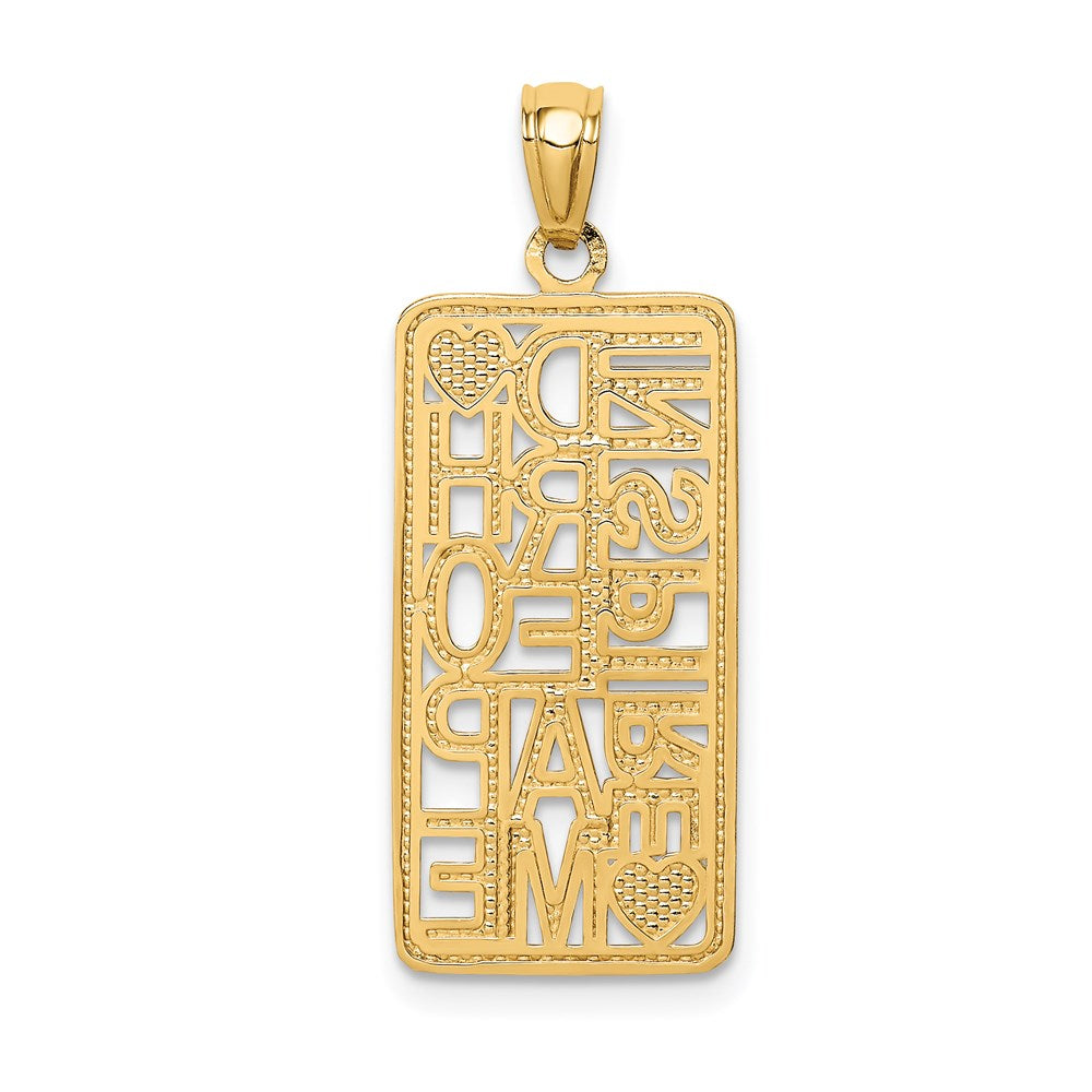 14k Yellow Gold Polished  INSPIRE DREAM HOPE Rectangular Pendant