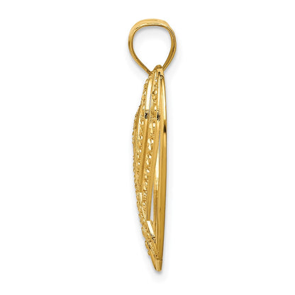 14k Yellow Gold Polished Diamond Cut Heart Pendant