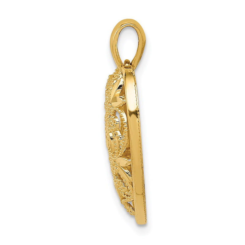 14k Yellow Gold Polished Patterned Heart Pendant