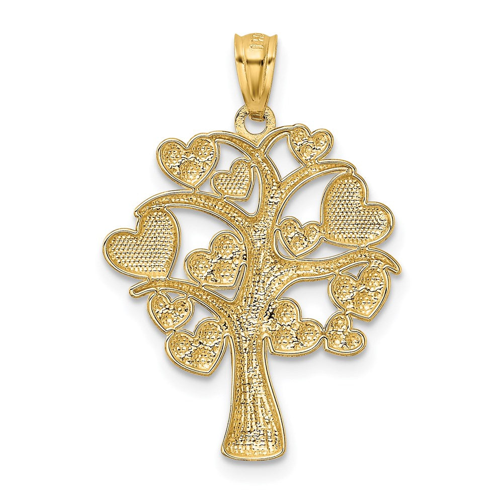 14k Yellow & Rhodium Gold and White Rhodium Polished Hearts Tree Pendant