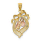 14k Two-tone Gold Yellow and Rose Gold Its a Girl Bow Pendant