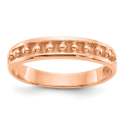 14k Rose Gold Polished Beaded Band
